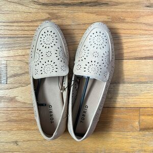 NWT Torrid tan perforated suede flat